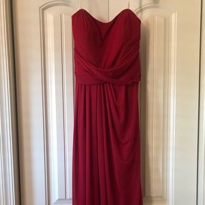 Strapless mesh bridesmaid dress